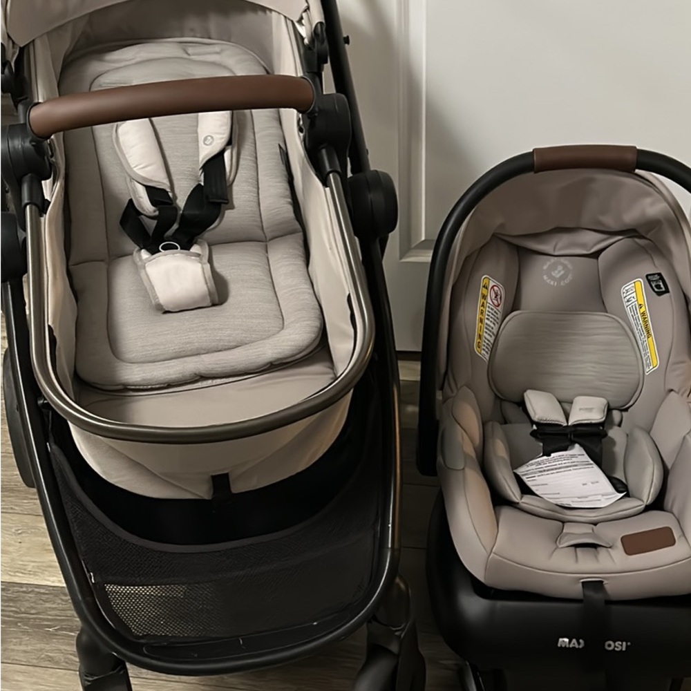Gray and Black Stroller and Car Seat Set